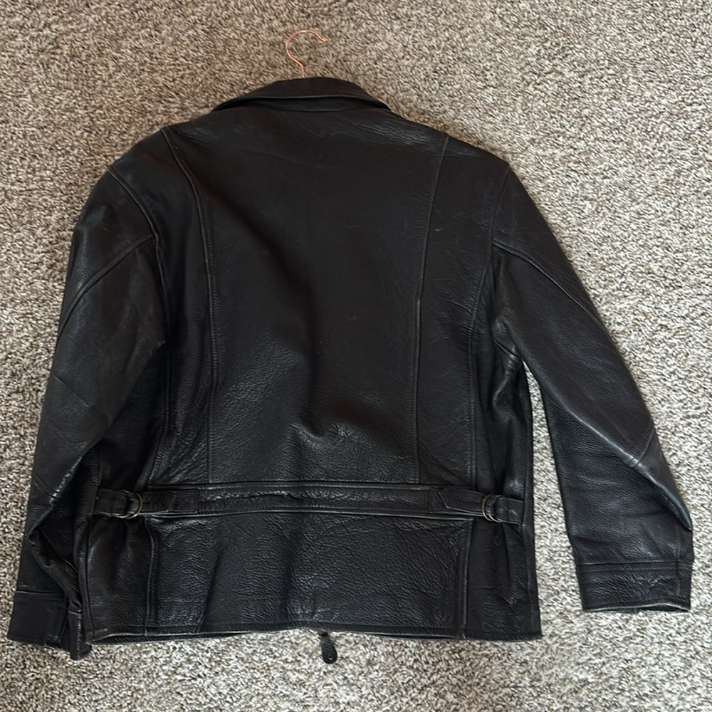 VINTAGE EDDIE BAUER Black Distressed Full Zip Leather Jacket Women’s Small - Picture 3 of 4